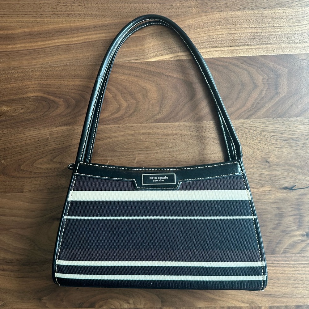 Kate Spade vintage 90s shoulder bag striped y2k black, brown, white